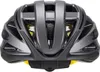 A grey bicycle helmet with yellow accents is shown from the back. Produktbild-Vorschau