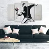 5-teiliges leinwandbild banksy graffiti kunst blumen Produktbild-Vorschau 3