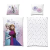 A collage of Disney Frozen themed bedding items, including pillowcases and a duvet cover, featuring characters Anna and Elsa, and Olaf. Produktbild-Vorschau