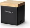 A black storage container with a wooden lid, labeled 'Knoblauch'. Anteprima dell’immagine prodotto