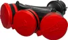 A black and red electrical splitter with red caps on the outlets. Anteprima dell’immagine prodotto