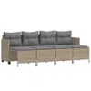 vidaXL 5-tlg. Garten-Sofagarnitur mit Kissen Beige Poly Produktbild-Vorschau 1