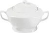 A white porcelain soup tureen with a lid and two handles, presented on a white background. Produktbild-Vorschau