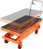 A hydraulic lift table cart is shown from a diagonal angle against a white background. The table is partially extended. Anteprima dell’immagine prodotto