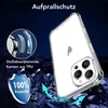 A clear phone case is shown on a dark, rocky background, with graphics highlighting its protective features. Anteprima dell’immagine prodotto