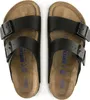 A top-down view of a pair of black Birkenstock sandals on a white background. Anteprima dell’immagine prodotto