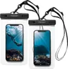 Two waterproof phone cases with phones inside showing underwater scenes. Náhľad obrázku produktu