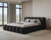 A modern bedroom with a large bed, large windows with curtains, and a wooden accent wall. Voir les images du produit