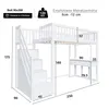 A diagram of a white loft bed with dimensions and specifications. Podgląd zdjęcia produktu