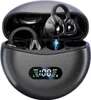 A pair of black wireless earbuds in their charging case, with a digital display showing '100'. Produktbild-Vorschau