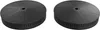 Two black circular carbon filters for a kitchen hood, shown from a slightly angled top view. Voir les images du produit