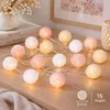 LED Lichterkette Baumwolle Balls Beige Rosa Weiss Produktbild-Vorschau 3