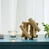 Rustikaler Holz Kerzenhalter Teelichthalter Glas Windlicht Produktbild-Vorschau 3