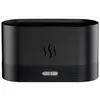 A black aroma diffuser with a flame-like symbol and two buttons on the front. Voir les images du produit