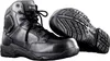 A pair of black Magnum Strike Force 6.0 leather S3 safety boots are shown against a white background. One boot is upright, showing its side profile, while the other is placed on its sole, displaying the tread pattern. Produktbild-Vorschau