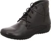 A black leather ankle boot with laces is shown against a white background. Produktbild-Vorschau