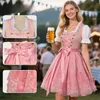 Abito dirndl da donna, modello midi, rosa ricamato, abito Anteprima dell’immagine prodotto 3