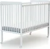 A white wooden baby crib with a mattress inside, shown from a slightly elevated front-left angle. Anteprima dell’immagine prodotto