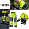 A collage of images showing workwear, including a person working on a car, a pair of work pants, and a work jacket. Produktbild-Vorschau