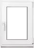 A white PVC window with a glass pane and a handle. Anteprima dell’immagine prodotto