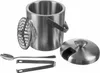 A stainless steel ice bucket set with accessories, including a lid, tongs, and spoon, displayed on a white background. Náhľad obrázku produktu