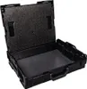 An open black plastic case with a textured insert in the lid and a patterned insert in the base. Podgląd zdjęcia produktu