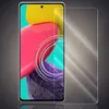 A transparent screen protector is shown placed over a smartphone screen displaying a colorful abstract image. Produktbild-Vorschau