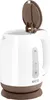 A white and brown electric kettle with its lid open, shown from a side-angle against a white background. Náhľad obrázku produktu