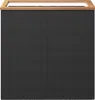 A square, dark gray woven planter box with a wooden top edge. Voir les images du produit