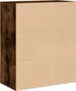 A product image of a vidaXL bookshelf with a rustic wood finish on the side and plain tan panels on the front. Produktbild-Vorschau