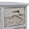 A close-up view of a white wooden storage unit with a woven basket insert lined with beige fabric. Náhľad obrázku produktu