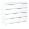 A white, modern dresser with eight drawers, presented on a white background. Produktbild-Vorschau