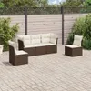 vidaXL 5-tlg. Garten-Sofagarnitur mit Kissen Braun Poly Produktbild-Vorschau 2