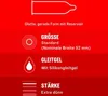 A red background with text and icons describing condom features. Náhľad obrázku produktu