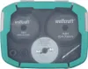 A set of hole saw accessories in a teal and gray plastic case. Voir les images du produit