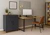 A home office setup with a desk, chair, and filing cabinet. Produktbild-Vorschau
