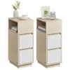 Two narrow, light wood and white nightstands side-by-side. Náhled obrázku produktu