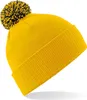 A close-up studio shot of a beanie with a pom-pom. Podgląd zdjęcia produktu