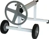 A white pool cover roller with a large gray wheel and two black wheels, shown on a white background. Produktbild-Vorschau