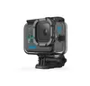 A black GoPro camera in a transparent waterproof case, mounted on a black bracket, against a white background. Anteprima dell’immagine prodotto