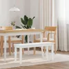 vidaXL Lavice 110 cm bílá z masivního dřeva gumovník Náhled obrázku produktu 2