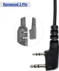 A close-up of a black Kenwood 2-pin connector for a headset, with a magnified inset showing the pins inserted into a radio. Produktbild-Vorschau