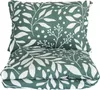 A folded duvet and pillow with a green and white floral pattern. Produktbild-Vorschau