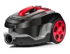 A studio shot of a red and black bagless cylinder vacuum cleaner with a red handle and red wheels, on a white background. Anteprima dell’immagine prodotto