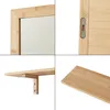 A collage of four close-up images showing details of a bamboo mirror with a shelf. Produktbild-Vorschau