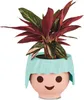 A plant in a decorative pot with a smiling face design. Anteprima dell’immagine prodotto