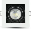 A square white recessed LED spotlight with a black inner ring and a visible LED bulb. Produktbild-Vorschau