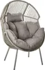 BELIANI Gartensessel Grau PE Rattan mit Hocker Auflagen Produktbild-Vorschau 3