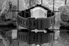 A close-up view of the back of a black Casio watch, showing the strap and buckle, with a reflective surface and a rocky background. Voir les images du produit
