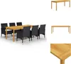 vidaXL 7-tlg. Garten-Essgruppe Schwarz -  Gartenmöbel-Sets Produktbild-Vorschau 1